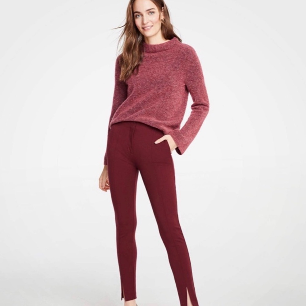 Ann Taylor Burgundy Split Hem Skinny Pants